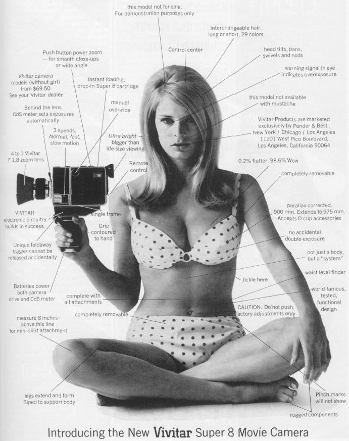 Playboy Werbung fr VIVITAR Super 8 Filmkamera zum simplen Filmen