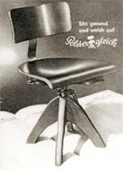 alte Werbung vom POLSTERGLEICH Drehstuhl aus den frühen 50er Jahren