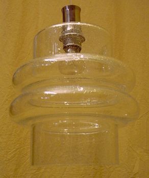 Pendelleuchte aus Luftblasen-gefülltem Glas im Space / Atomic Age Design der 70er Jahre