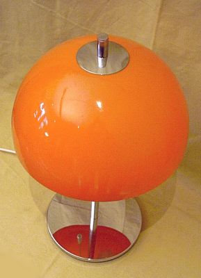 Tischlampe in Orange und Chrom - zeitlos eleganter Space / Atomic Age Stil!